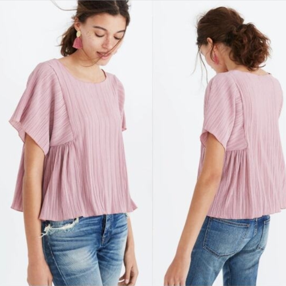Madewell Texture & Thread Micropleat Top Vintage Mauve Pink Size Large